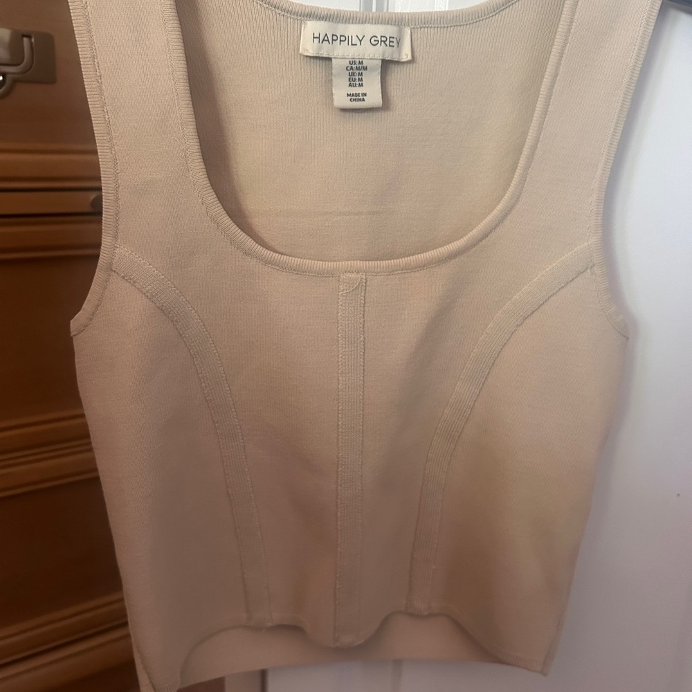Happily Grey Beige Tank Top